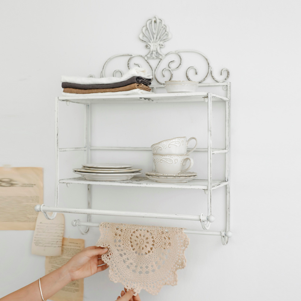브리티쉬 쉐비 엔틱 인테리어 벽걸이 욕실 주방 선반 다용도 벽선반