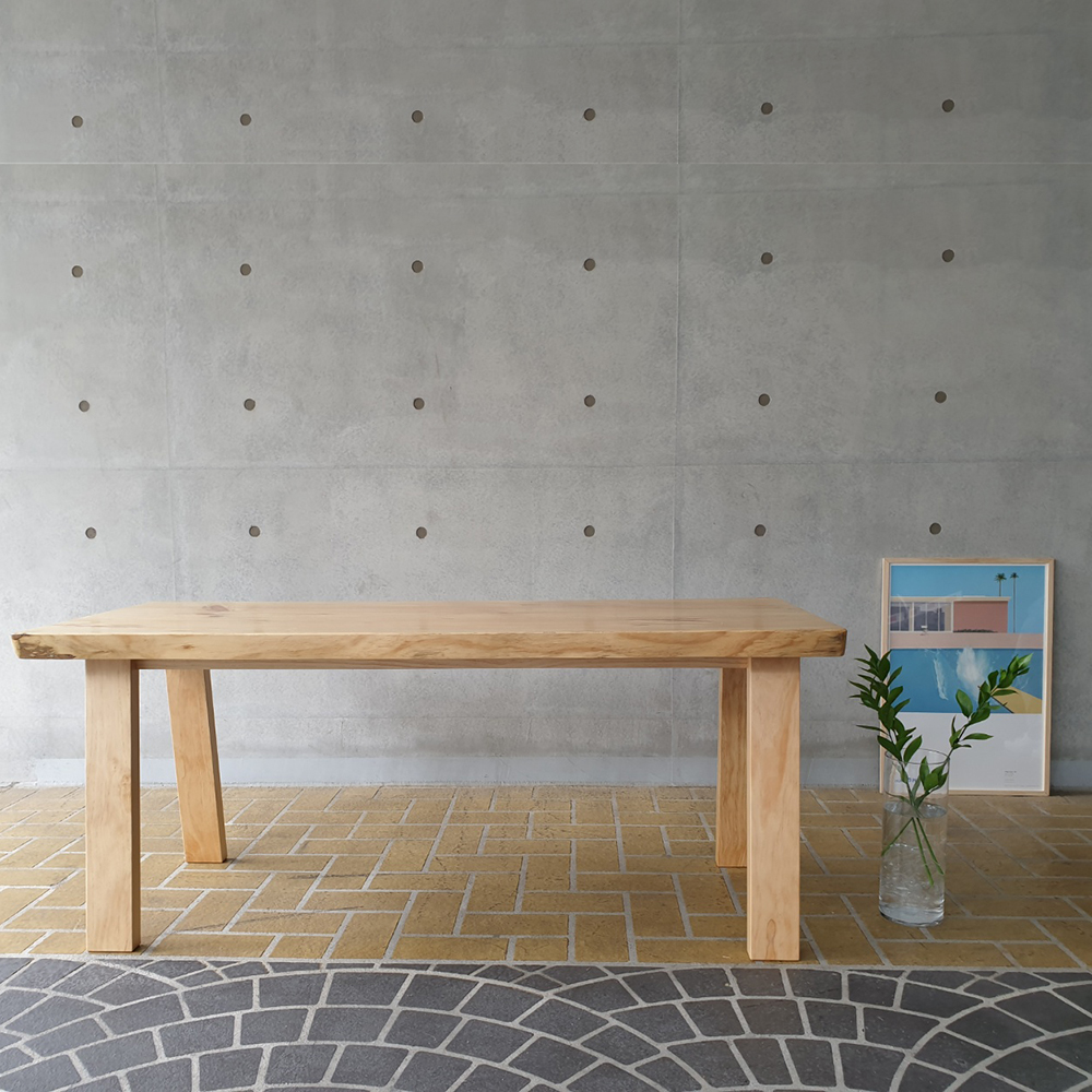 [뉴송 우드슬랩] 식탁 / A원목다리 개방형 (스타벅스 테이블) ALL-WOOD  원목다리프레임