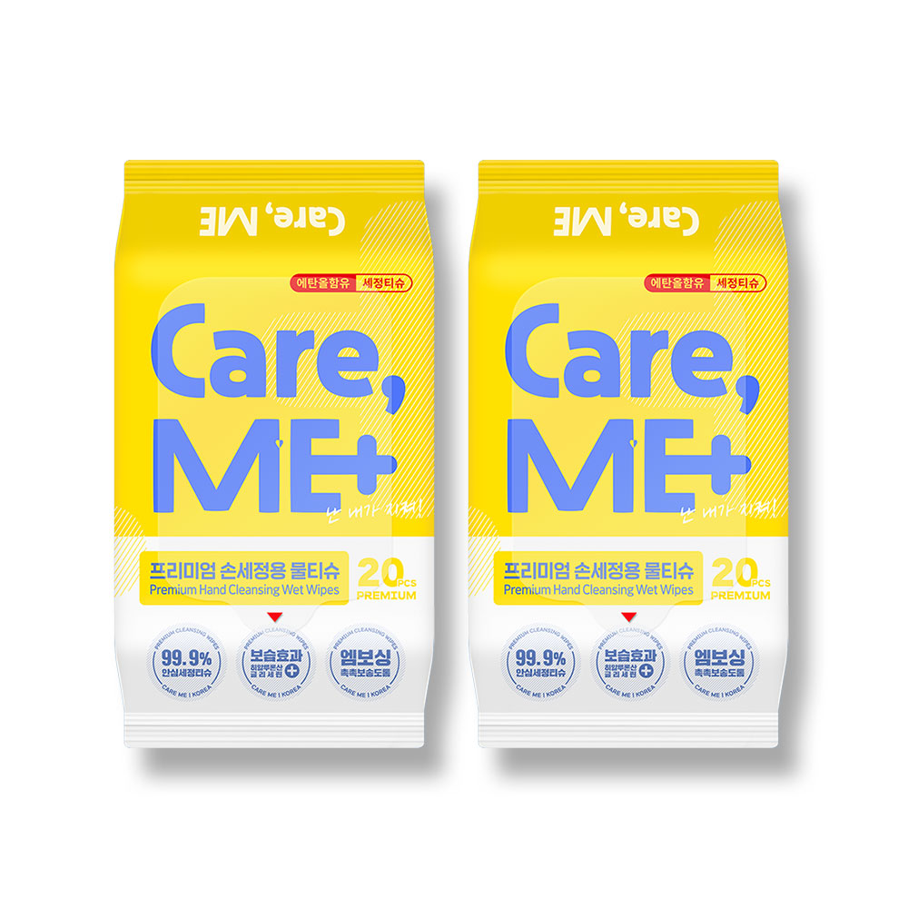 케어미 99.9%항균 손세정티슈 20매 휴대용 리필형 2팩