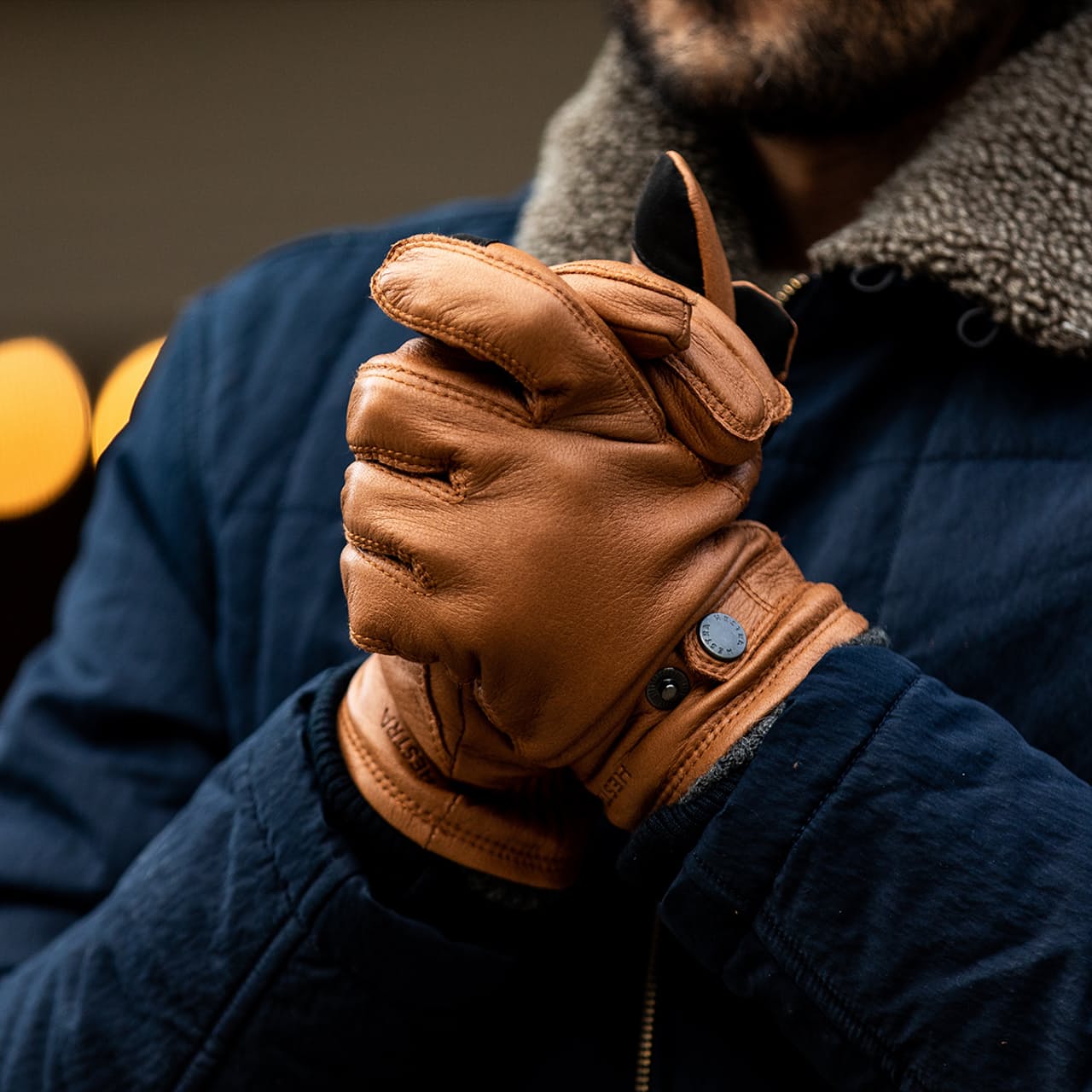 헤스트라 우쪼 체스트넛 20830 760- 남자 남성 방한 엘크 가죽 장갑