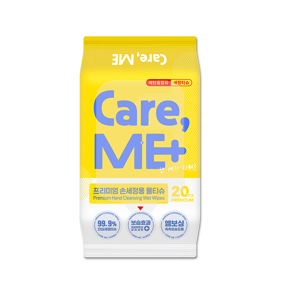 케어미 99.9%항균 손세정티슈 20매 휴대용 리필형 1팩