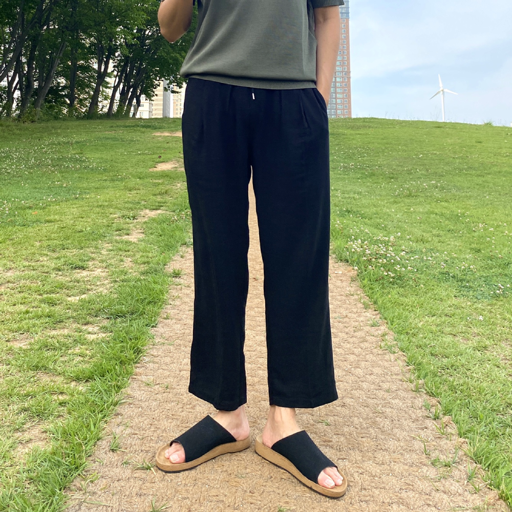 남자 린넨 밴딩 팬츠 다리길어보이는 시원한바지 - 상세 이미지 3