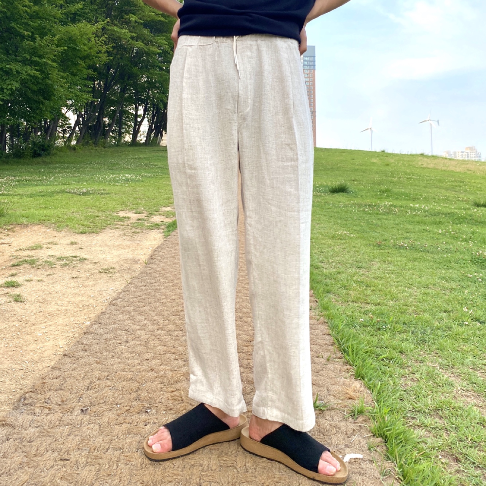 남자 린넨 밴딩 팬츠 다리길어보이는 시원한바지 - 상세 이미지 2