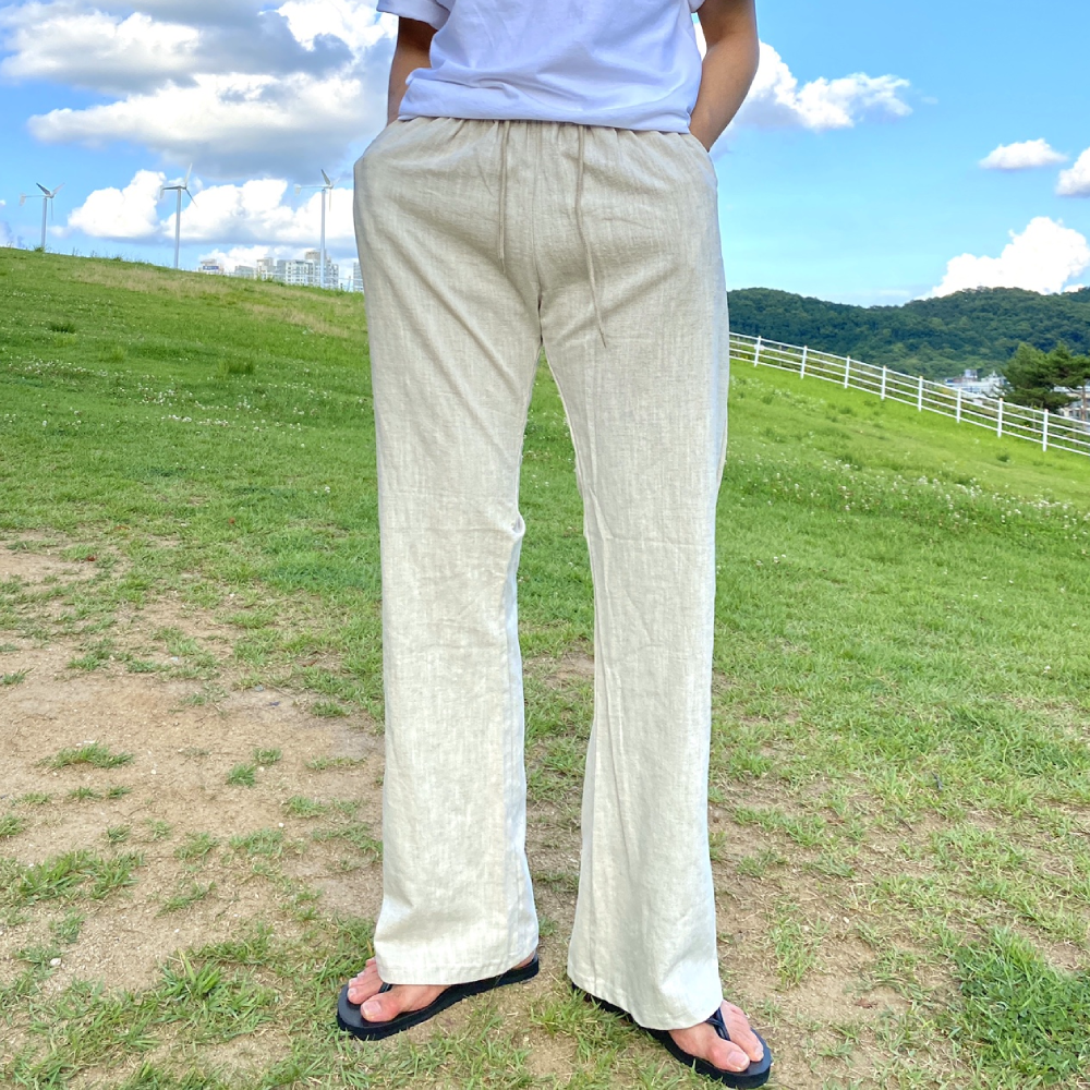 남자 린넨 와이드 팬츠 바지 여름통바지 - 상세 이미지 5