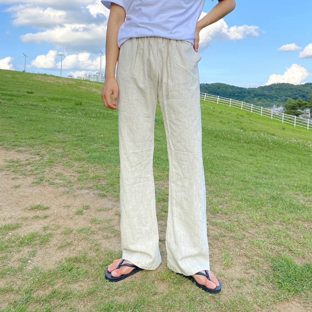 남자 린넨 와이드 팬츠 바지 여름통바지 - 상품 이미지