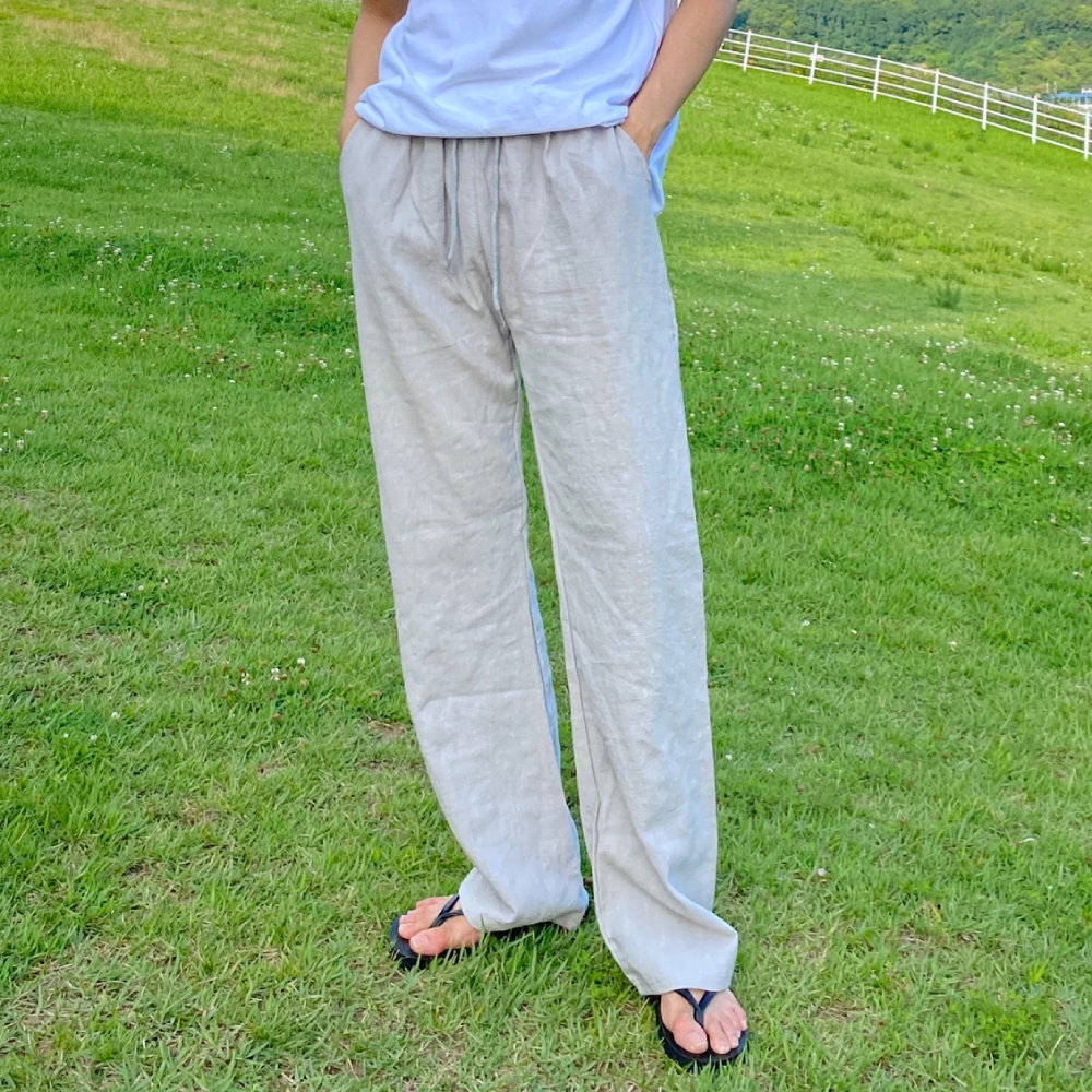 남자 린넨 와이드 팬츠 바지 여름통바지 - 상세 이미지 4