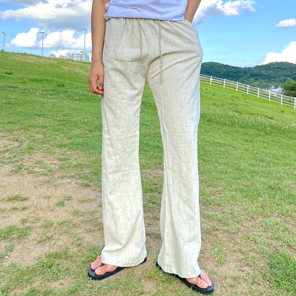 남자 린넨 와이드 팬츠 바지 여름통바지 - 상세 이미지 2