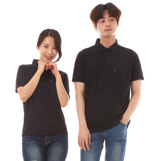 쿨론)기능성 검정카라 반팔티셔츠 식당유니폼 서빙셔츠 음식점유니폼 홀서빙복 - 상세 이미지 4