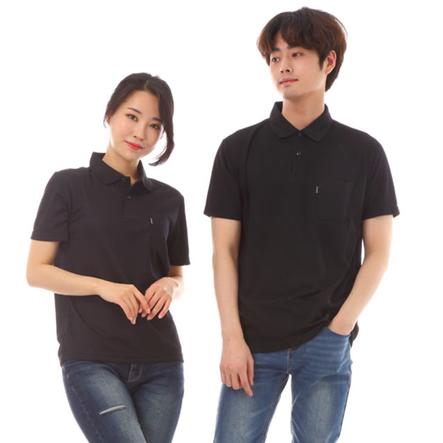 쿨론)기능성 검정카라 반팔티셔츠 식당유니폼 서빙셔츠 음식점유니폼 홀서빙복 - 상세 이미지 5