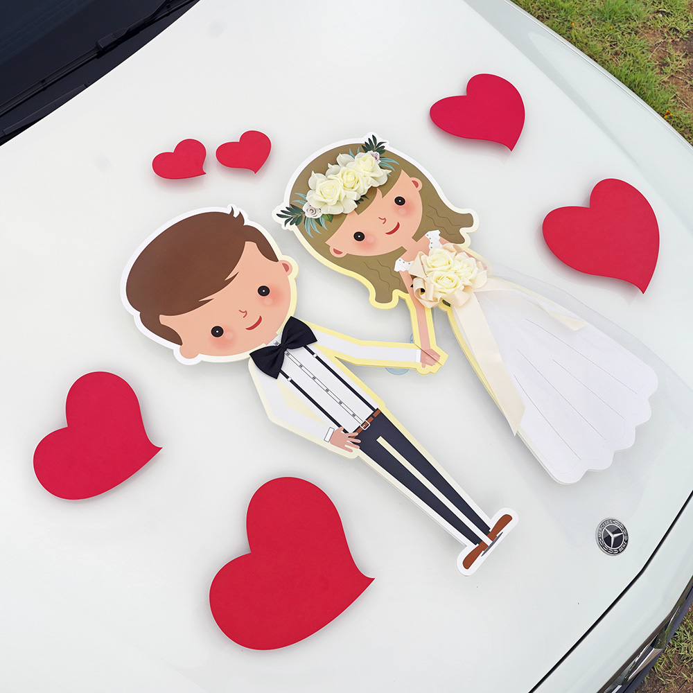 감성 웨딩카장식 꾸미기 셀프 리본 자동차 플라워 면사포 일자꽃 핑크 이미지 3