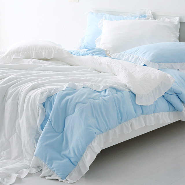 DARIA 프릴차렵이불 스카이블루 1142.0622, 퀸 200x230