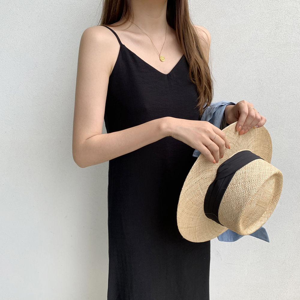 루즈핏 끈 나시 롱 원피스 여성 여름 린넨 원피스 레이어드 뷔스티에원피스 휴양지 바캉스룩 - 상세 이미지 4