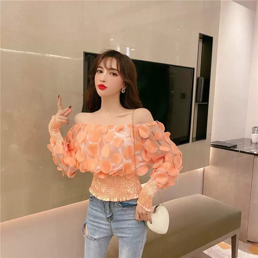 여자여자몰 입체도형 망사 오프숄더블라우스 섹시 특이한블라우스 이미지 3