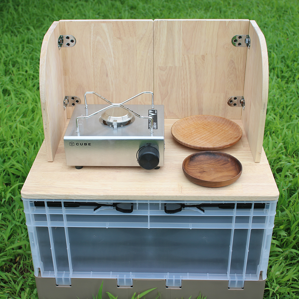 캠핑 버너바람막이 원목 그리들 구이바다 감성 차박 파우치 포함