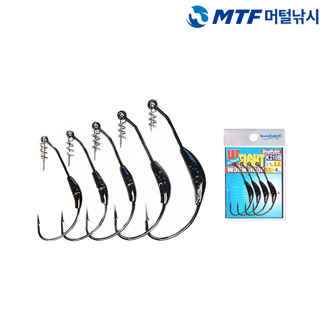 슈어캐치 웨이트 와이드 훅 K210B 낚시바늘 블랙코팅 - 상품 이미지