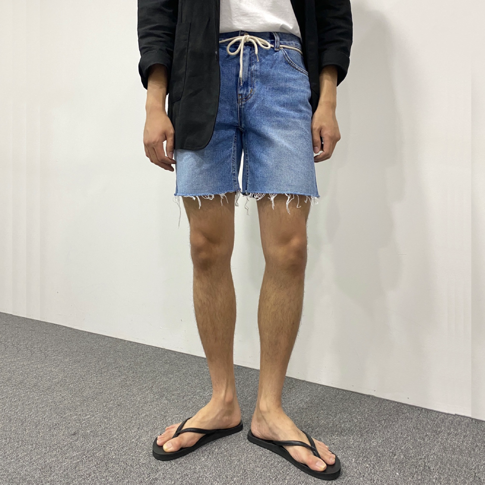 남자 컷팅진 여름 데님 청반바지 - 상품 이미지