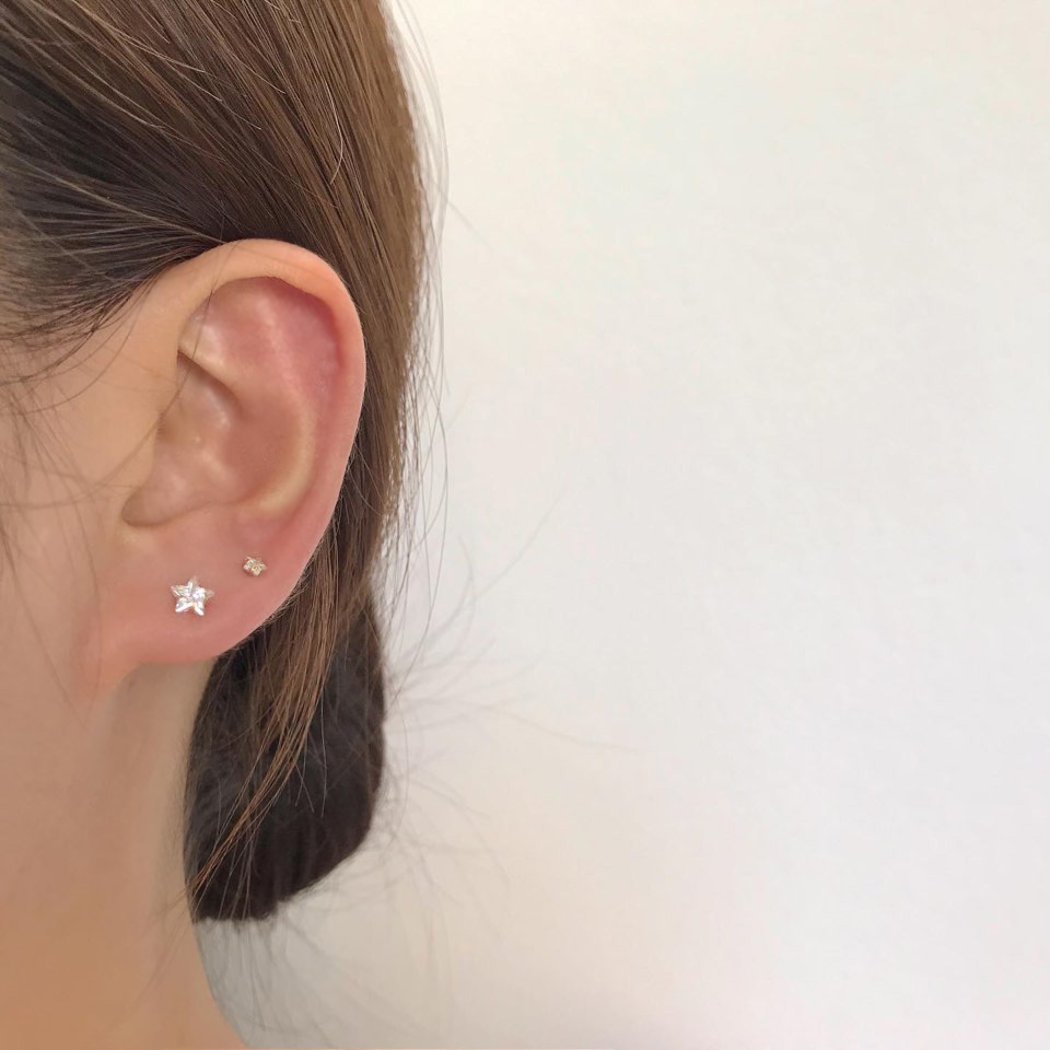 14k 베이직 별 큐빅 귀걸이 (한쌍) 3mm 4mm 5mm 골드 심플 데일리 선물 - 상세 이미지 2