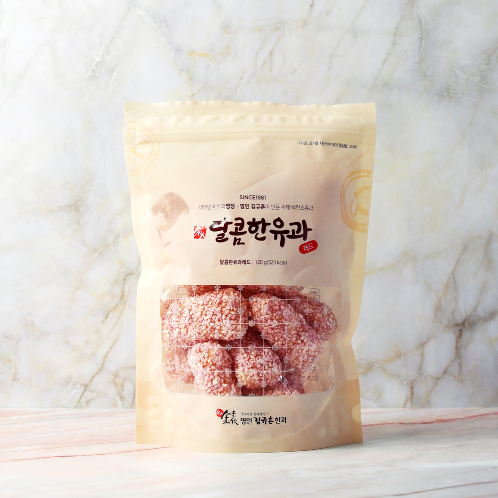 김규흔한과 명인이 만든 달콤한 유과 레드 백련초 120g (국내산조청사용) - 상품 이미지