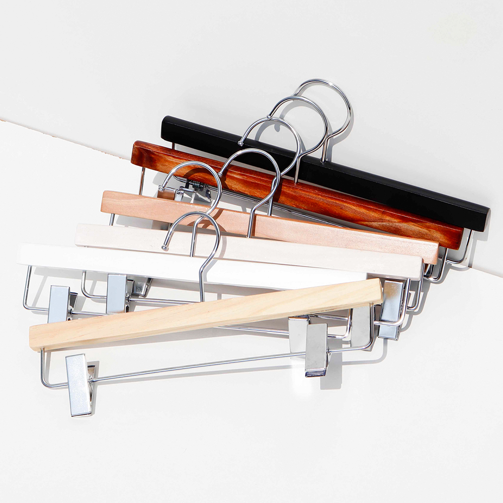 멀티코팅 옷가게 논슬립 원목 나무 청바지 치마 하의 고급 집게바지걸이 집게옷걸이