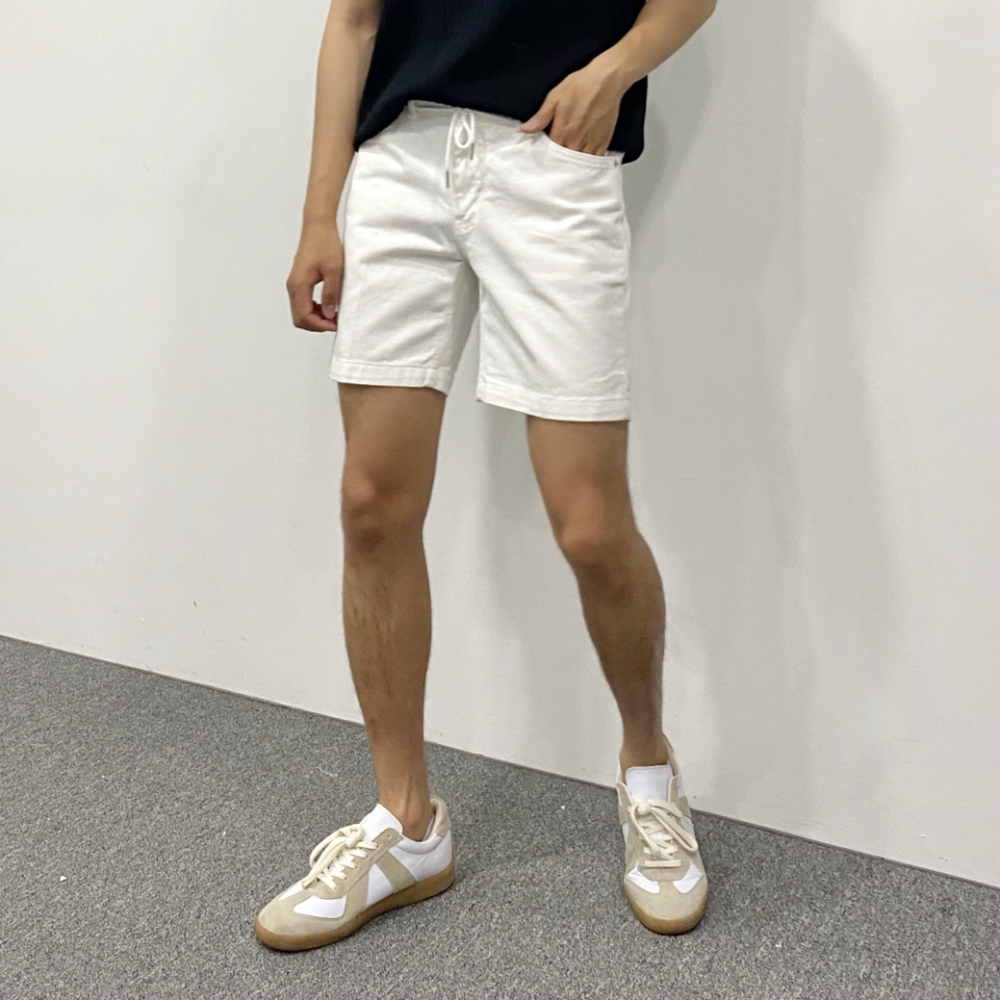 비침없는 흰색 반바지 여름 남자 흰 빽 백바지 크림색 - 상품 이미지