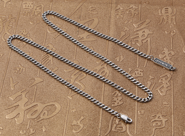 3.5mm 빈티지 엔틱 유화 체인줄 실버 925 은목걸이 - 상세 이미지 2