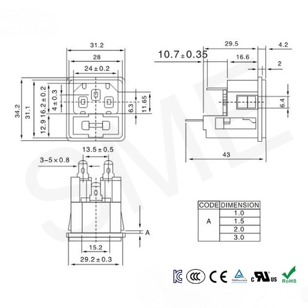 LZ-14-F8(2.0T) AC 인넷 파워 소켓 INLET, 유리관 휴즈 : 커넥터 > 커넥터
