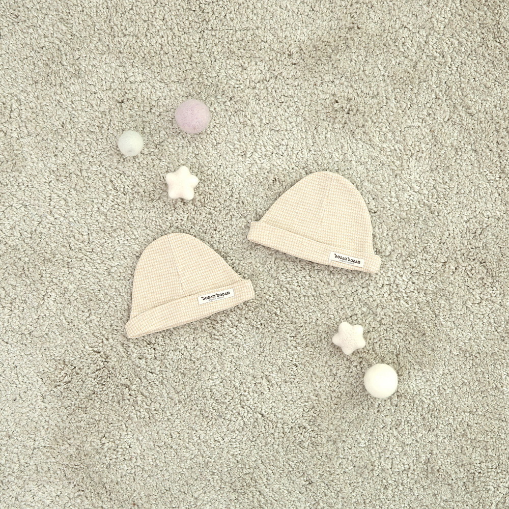 도담도담 오가닉 코튼 무형광100% 아기 신생아 배냇슈트 턱받이 모자 (브라운)