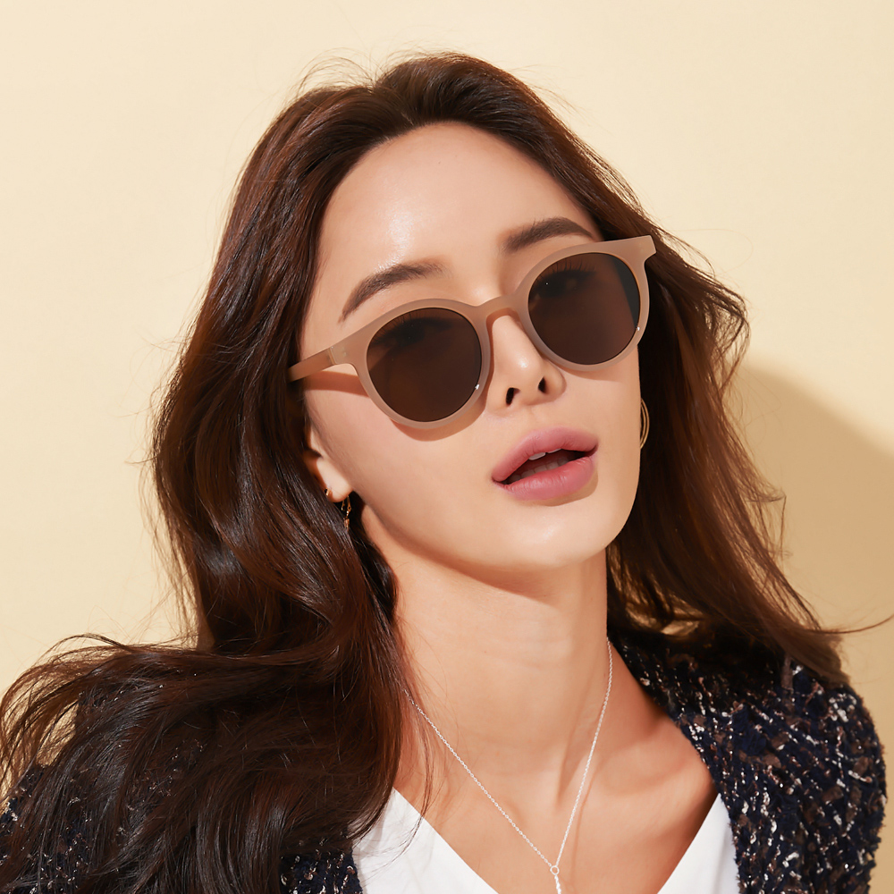 남성 여성 공용 호박 뿔테 라운드 선글라스