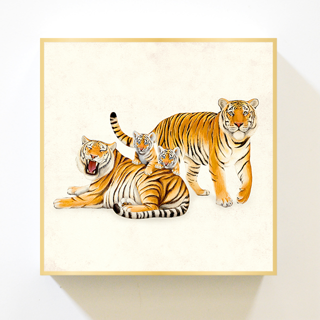 호랑이 그림 액자 정사각 캔버스 포스터 20x20cm - 상세 이미지 3