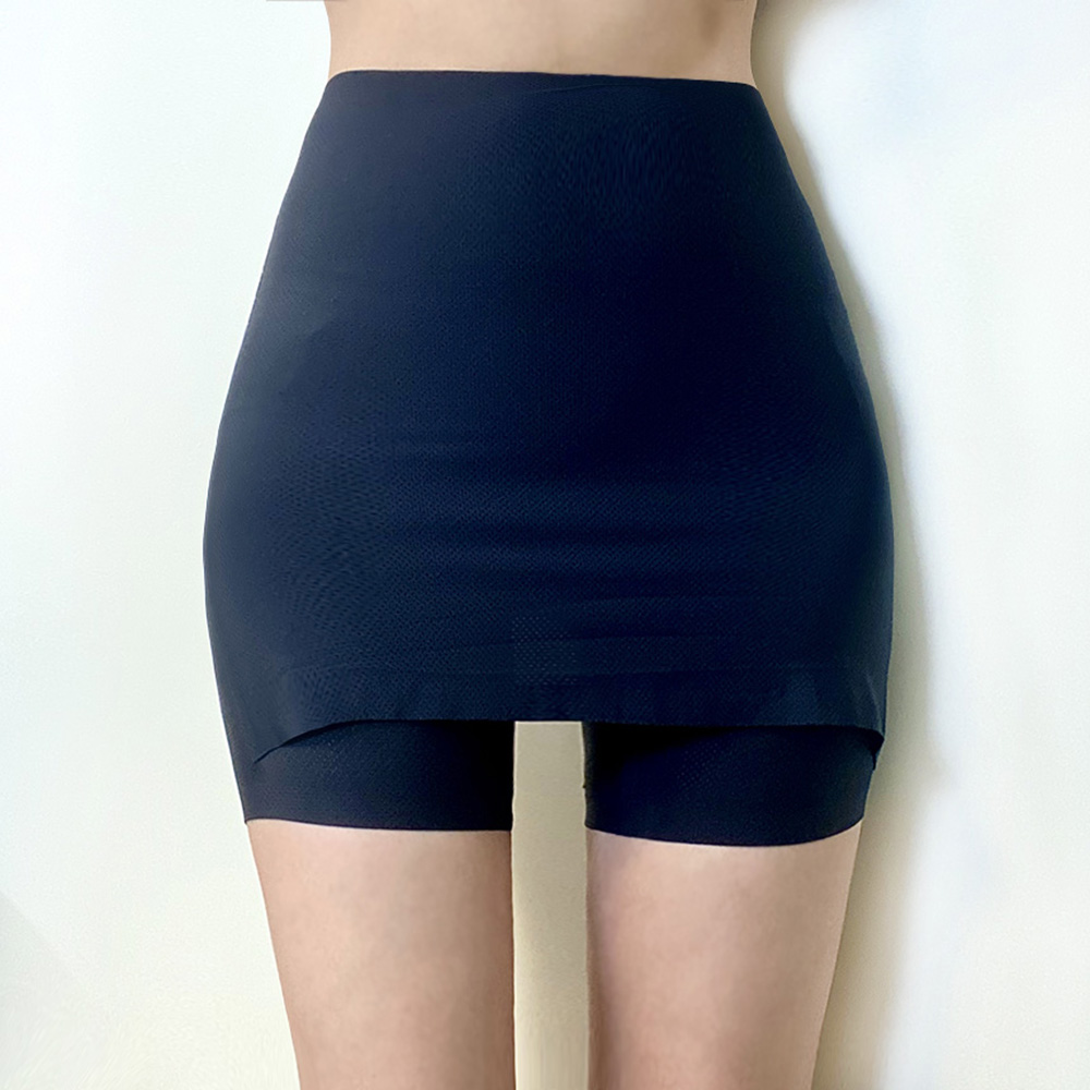 빅사이즈 가능 말려올라감 방지 햄라인 y존방지 Y라인 치마바지 속바지 스킨 블랙 - 상품 이미지