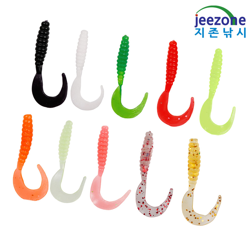 C테일 2인치 그럽웜 20개 꺽지웜 배스웜 쏘가리웜