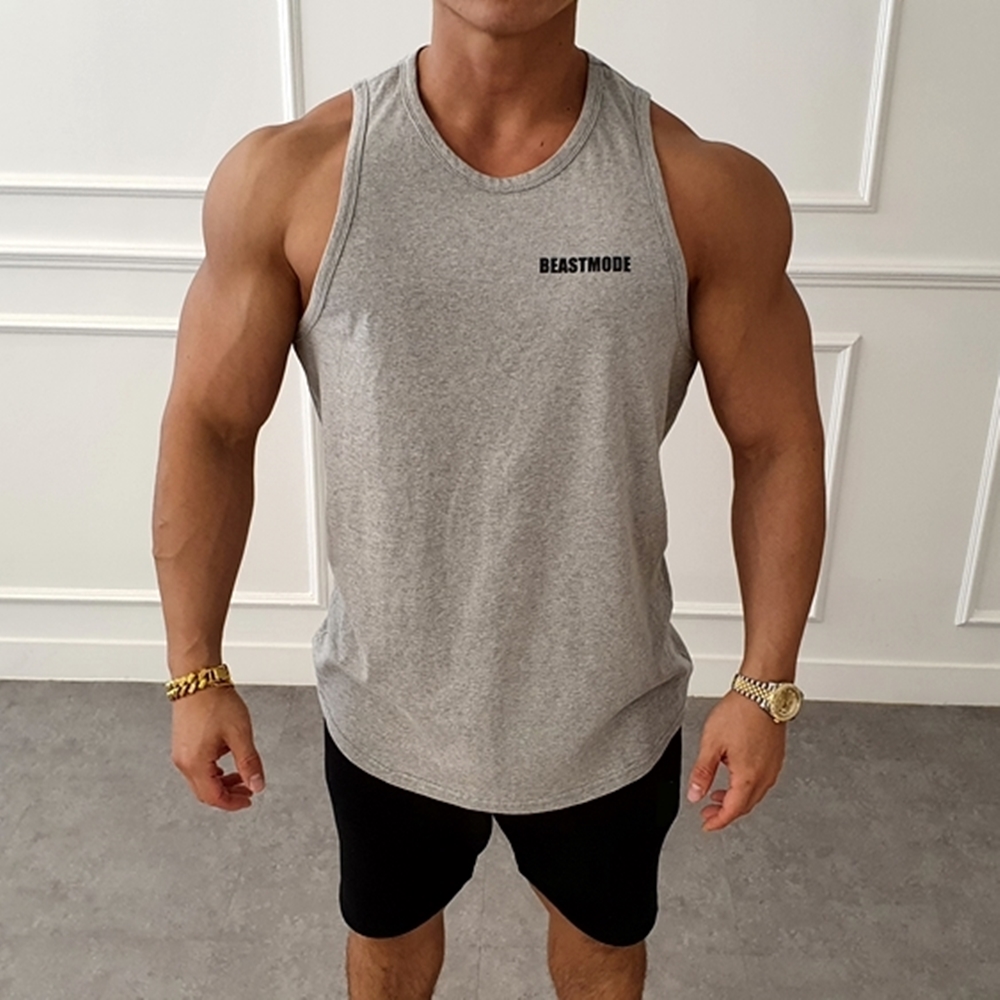 비스트모드 풀네임로고 남자 헬스나시 티셔츠 짐웨어 030그레이 BSMD 제품 이미지