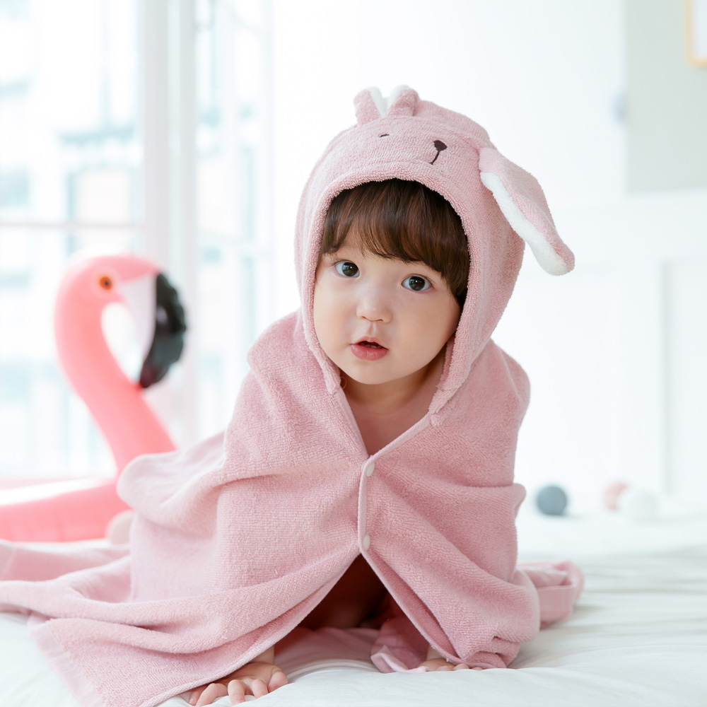 코니테일 아기목욕가운 30수 KC인증 (유아비치타올 샤워가운 후드 샤워 신생아 아동 키즈) 래빗 - 상세 이미지 5