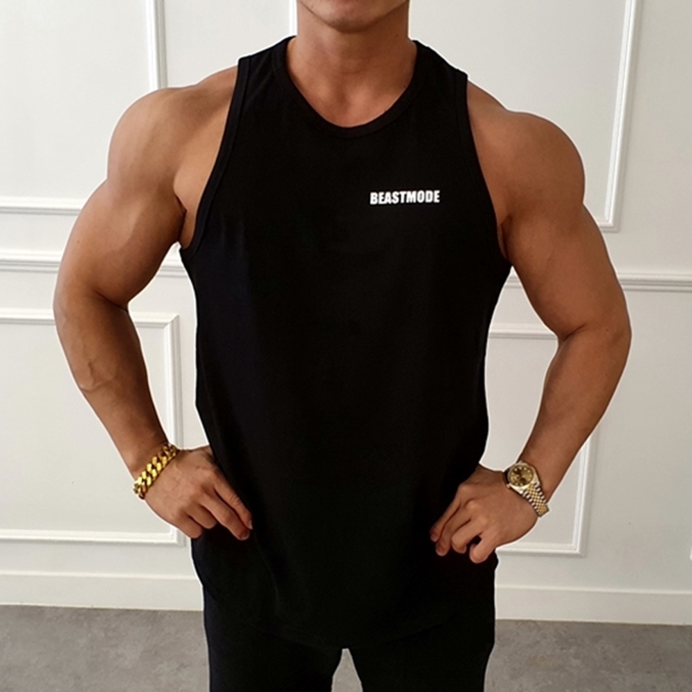 비스트모드 풀네임로고 남자 헬스나시 티셔츠 짐웨어 030블랙 BSMD 제품 이미지