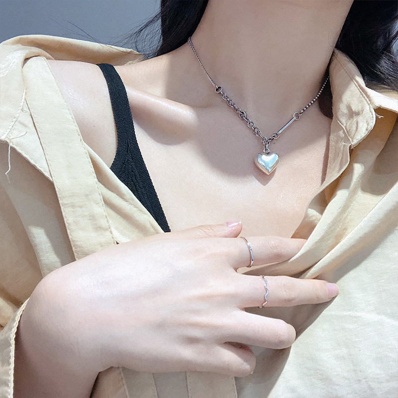 [리햅] [silver 925] 당일발송 도톰 하트 팬던트 실버 목걸이 - 상품 이미지
