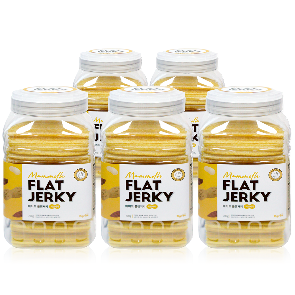 비그리 매머드 플랫져키 피넛버터 강아지 대형견간식 양치 치석제거껌 700g, 5개 제품 이미지