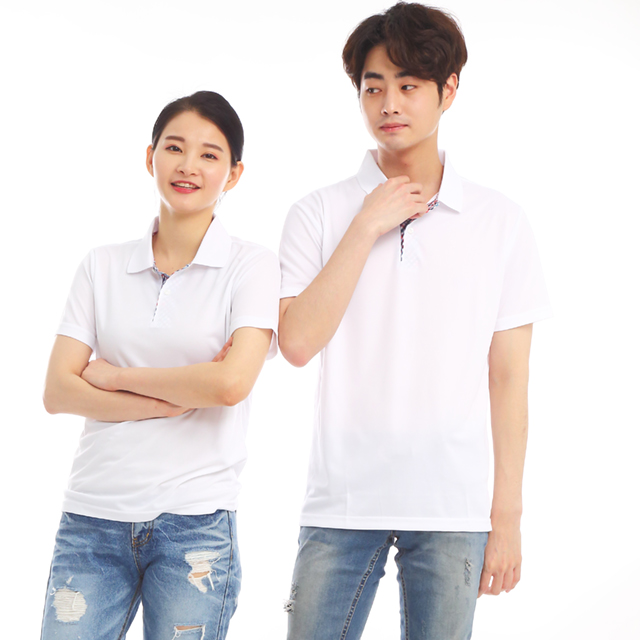 쿨론체크베이직 백색 반팔티셔츠 식당유니폼 주방위생복 홀서빙복 - 상세 이미지 2