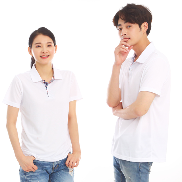쿨론체크베이직 백색 반팔티셔츠 식당유니폼 주방위생복 홀서빙복 이미지 6