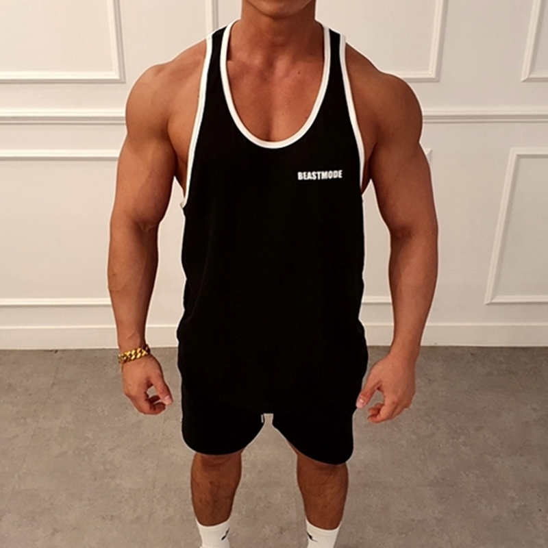 비스트모드 스탠다드 배색 남자 헬스 나시 티셔츠 짐웨어 029블랙 BSMD 제품 이미지