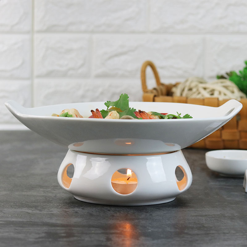 순백화이트 가정용 미니화로 보온 도자기 플레이팅접시 (미니캔들 서비스 2개)