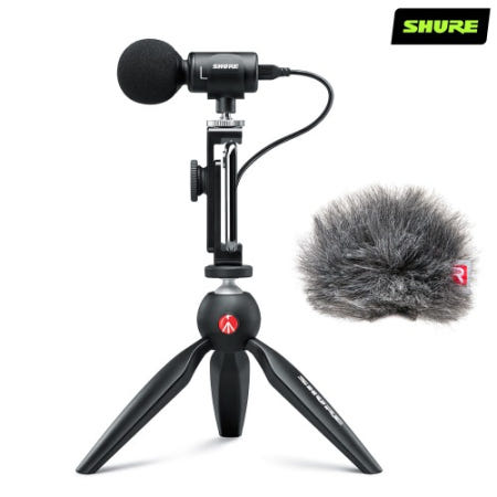 SHURE SHURE 슈어 MV88+ Plus Video Kit 스마트폰 마이크 + 윈드재머