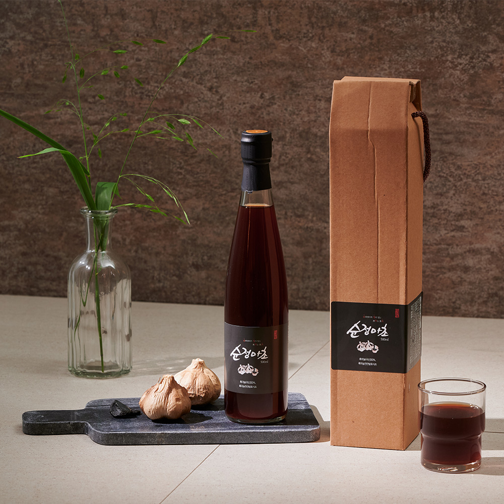순희엄마 순정마초(흑마늘 천연발효식초) 500ml 직접만드는 자연발효 흑마늘 초모식초 - 상품 이미지