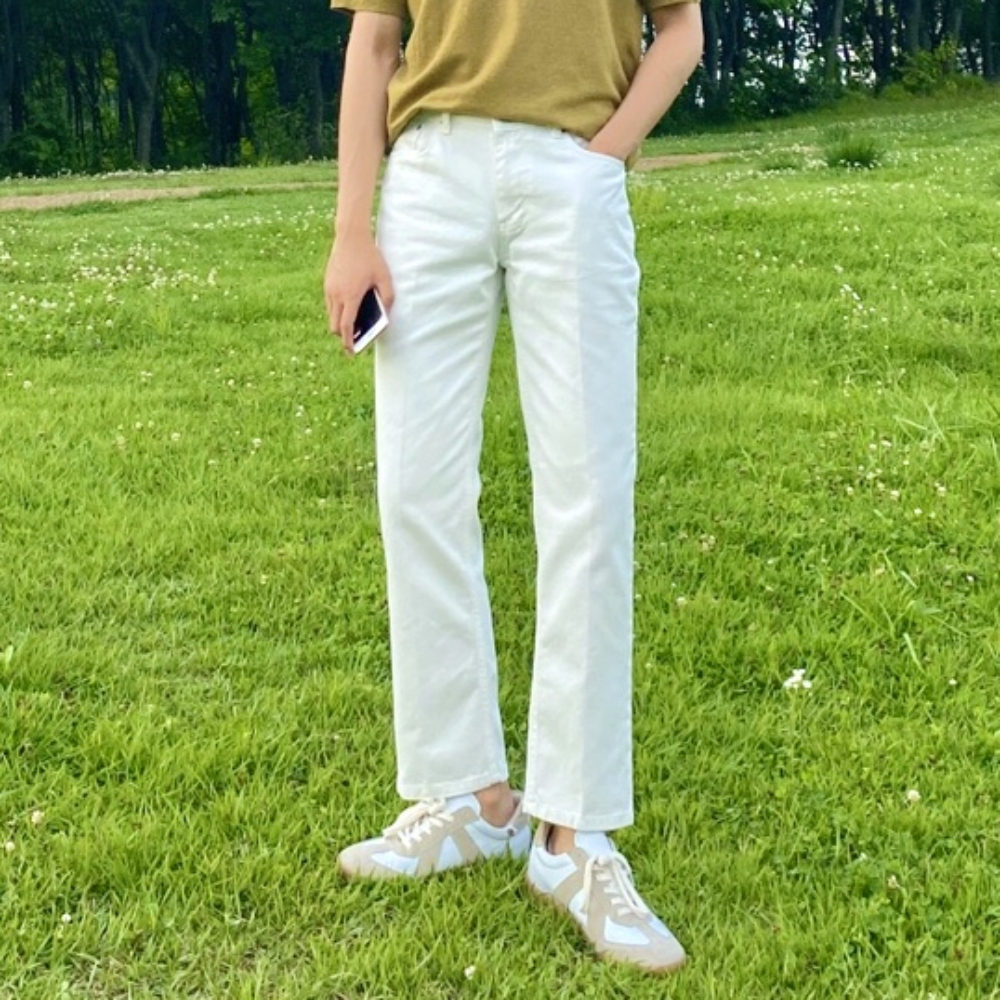 남자 흰 백바지 빽바지 흰색 크림 아이보리 슬랙스 - 상품 이미지