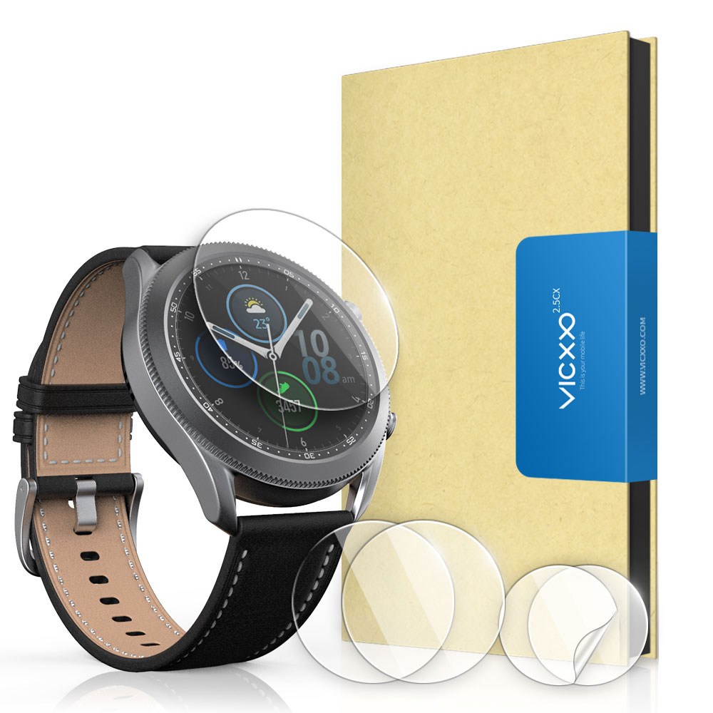 빅쏘 갤럭시워치3 2.5CX 전면 액정 강화유리 후면 심박센서 보호필름 2세트 - 상품 이미지