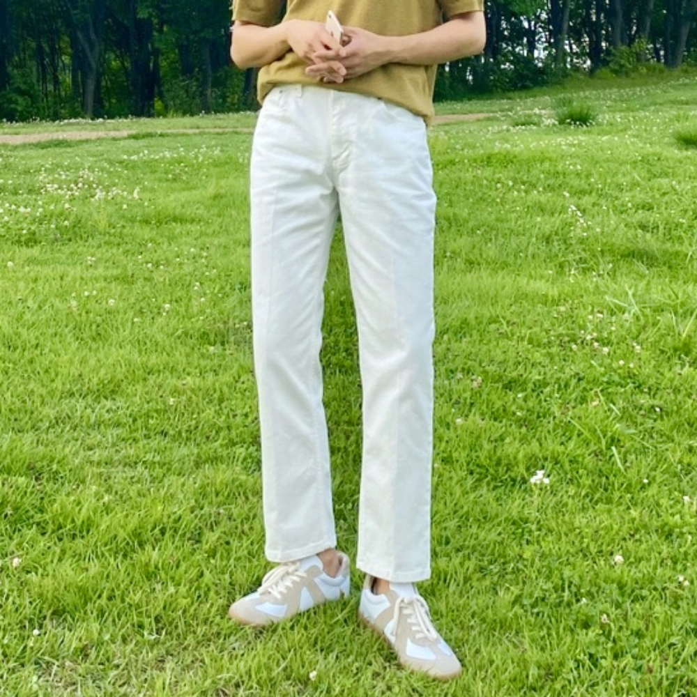 남자 흰 백바지 빽바지 흰색 크림 아이보리 슬랙스 - 상세 이미지 2