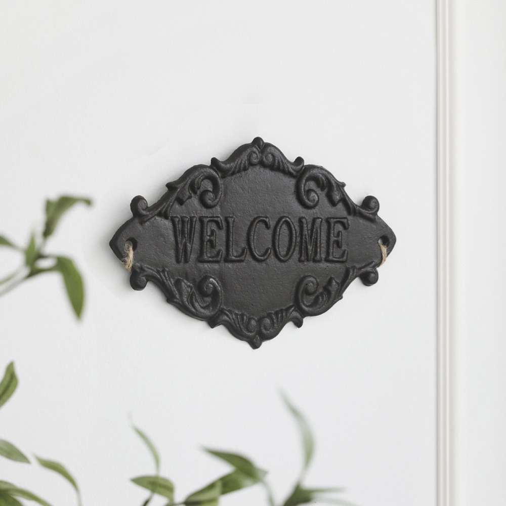 Welcome 웰컴 환영 주물 도어 사인보드 벽 인테리어 매장 간판 디자인 방문장식 문패 팻말 레터링 문장식 - 상품 이미지