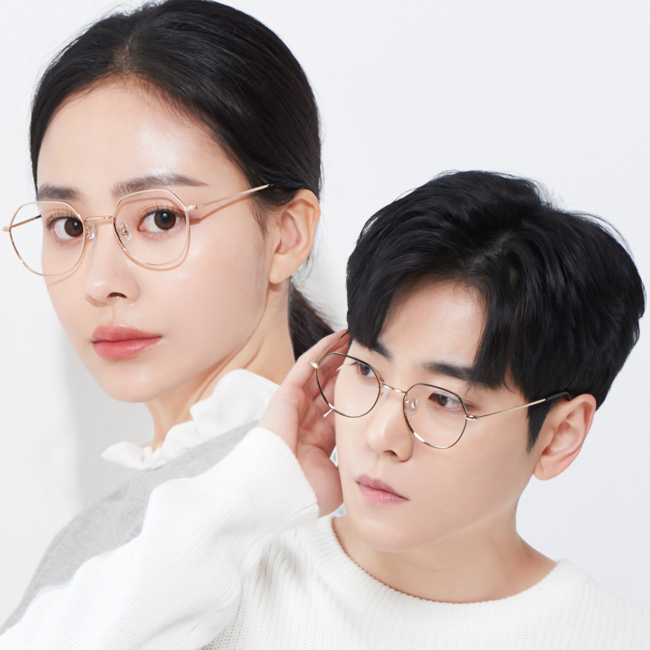 가벼운 남자여자 오각형 메탈 안경테 - 상품 이미지