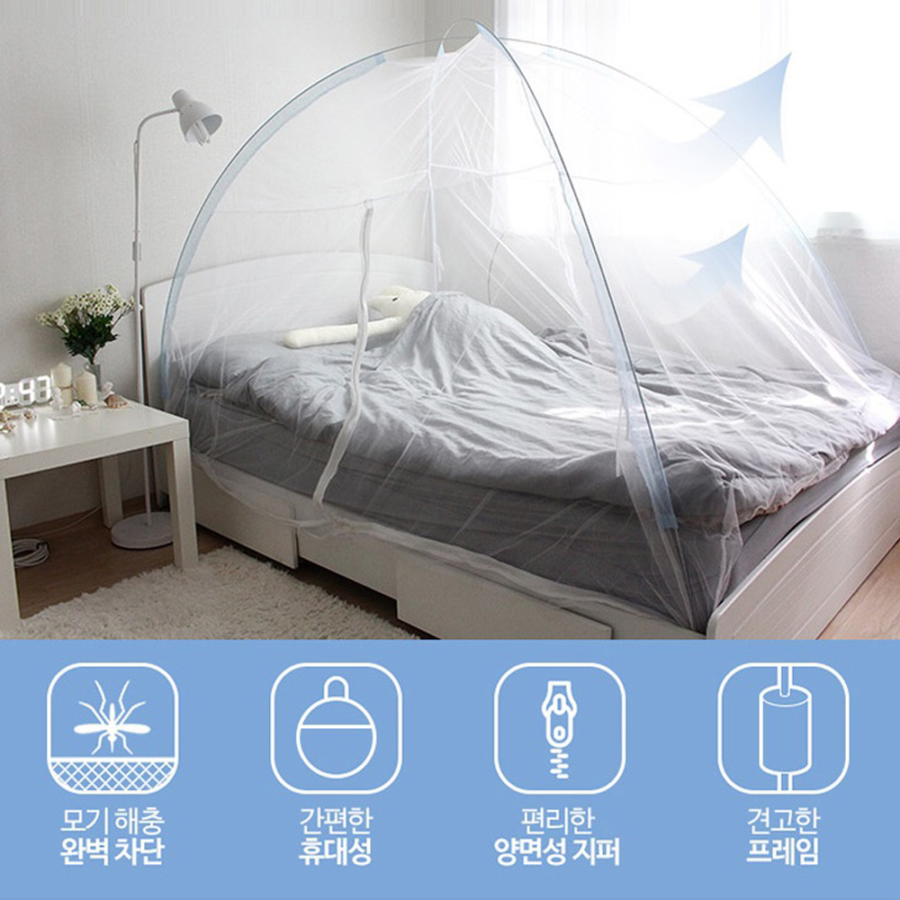초미세촘촘 신생아 슈퍼싱글 퀸침대 패밀리침대 범퍼 캠핑 야외용 모기장 초파리 방충망 - 상세 이미지 2