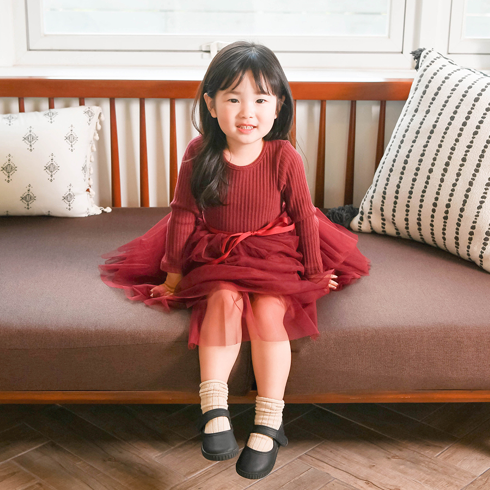 나나 골지 튜튜 샤 원피스 여아 아동 아이보리 와인 블랙 핑크 공주 발레 겨울