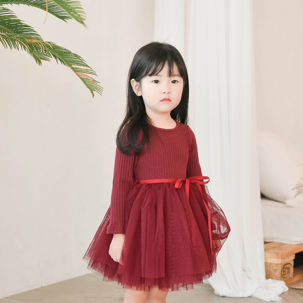 나나 골지 튜튜 샤 원피스 여아 아동 아이보리 와인 블랙 핑크 공주 발레 겨울